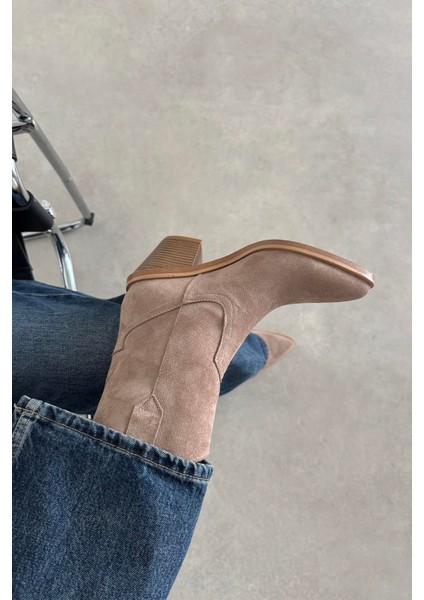 Maven Kadın Süet Topuklu Bot Vizon