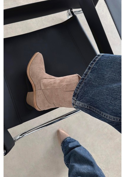 Maven Kadın Süet Topuklu Bot Vizon modelleri