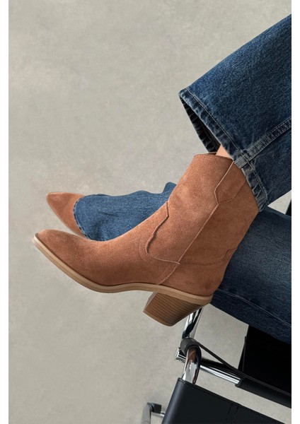 Maven Kadın Süet Topuklu Bot Taba