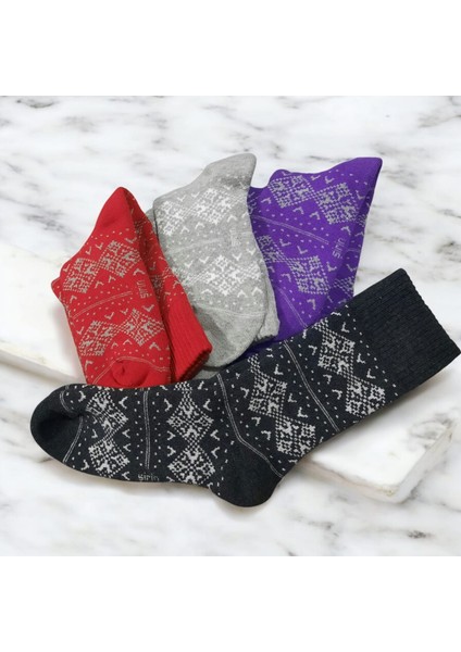 Karışık Renkli 4'lü Şirin Termal Havlu Bayan Çorap modelleri