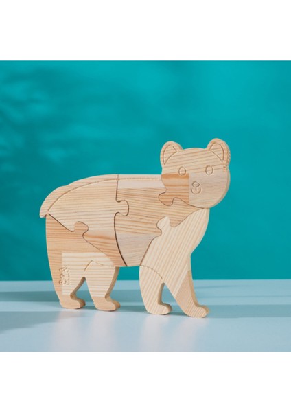 Doğal Ahşap Puzzle Hobi Boyama Serisi Ayı, Eğlenceli ve Öğretici Oyuncak