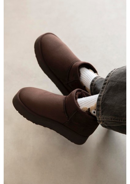 Salvador Kadın Içi Tüylü Kalın Taban Süet Yarım Bot Kahve