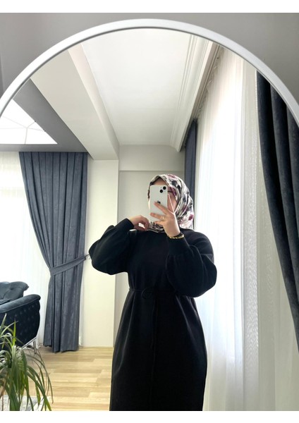 Triko Balon Kol Uzun Elbise Siyah fiyatları