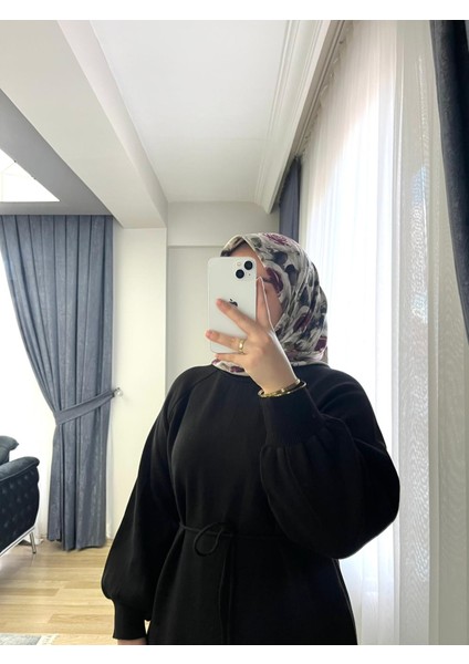 Triko Balon Kol Uzun Elbise Siyah fırsatları