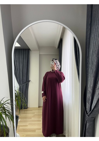 Kuşaklı Tesettür Bordo Elbise fiyatları