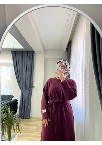 Kuşaklı Tesettür Bordo Elbise fırsatları