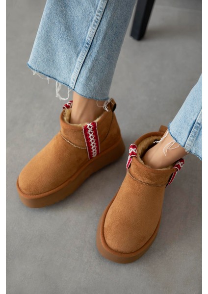 Rosso Kadın Içi Tüylü Kalın Taban Süet Yarım Bot Taba fiyatları