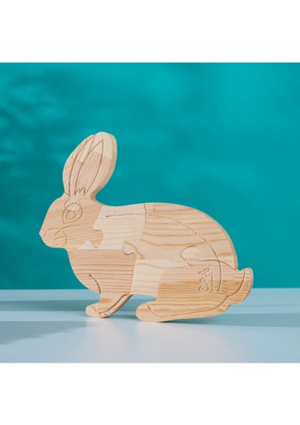 Ahşap Puzzle Hobi Boyama Serisi Tavşan, Doğal ve Renkli Eğlence Seti