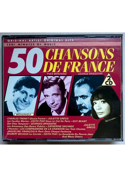 50 Chansons De France Çift CD (Orjnal 1988 Dönem Baskı Cd)