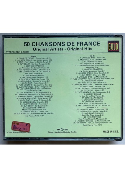 50 Chansons De France Çift CD (Orjnal 1988 Dönem Baskı Cd) fiyatları