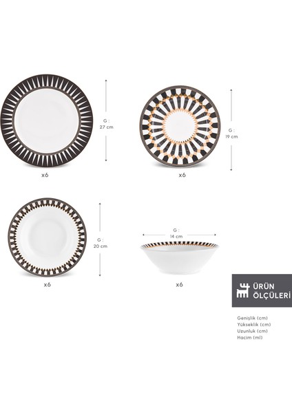 Elegance Bone Helsinki 24 Parça 6 Kişilik Yemek Takımı fiyatları