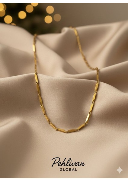 Geçmeli Çubuk Model Gold Renk Çelik Kolye fiyatları