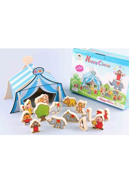 Renkli Ahşap Sirk Oyuncak Seti, Eğlenceli ve Güzel Tasarım, Çocuklar Için Harika Seçim