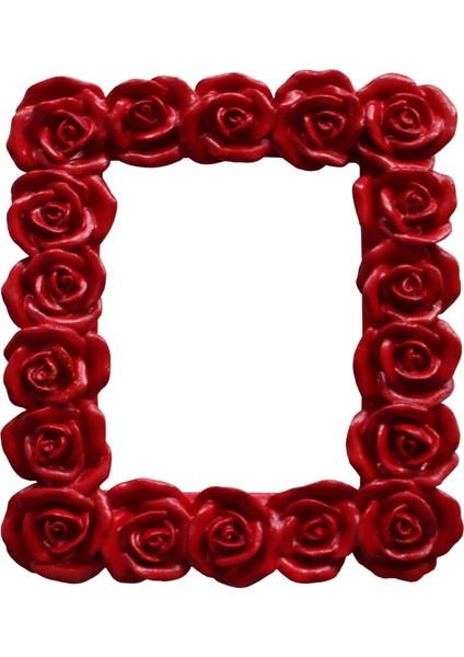 Gül Çiçek Gül Çiçek Kabartmalı 23cm Dikdörtgen Çerçeve Silikon Kalıp K-793