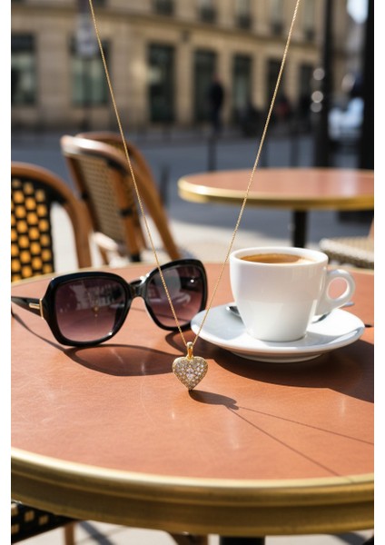 Kalpli Zirkon Taşlı 14 Ayar Altın Kolye modelleri