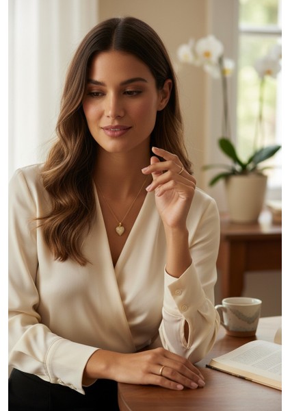 Kalpli Zirkon Taşlı 14 Ayar Altın Kolye fırsatları