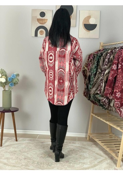 Kadın Tek Cepli Desenli Kalın Oduncu Ceket Gömlek (Kırmızı-Beyaz) indirimleri