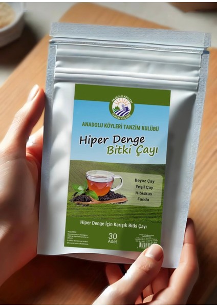 Hiper Denge Çayı Yeşil ve Beyaz Çaylı Hibiskus,funda Içeren 30 Adet Oturan Kilit Poşet ile