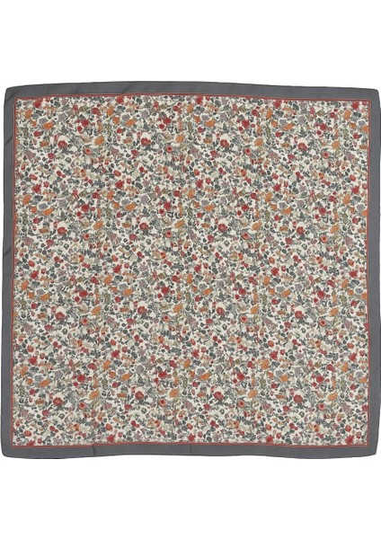 Kadın Gri Renkli Çiçek Desenli Eşarp – Kiremit Gri Bordürlü Zarif Tasarım modelleri