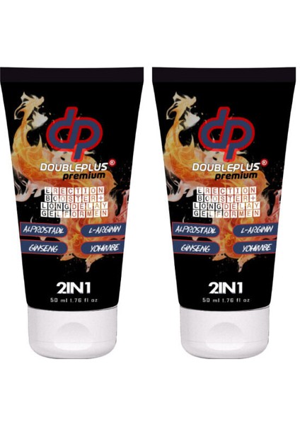Doupleplus Erkekler Premium Için Sertleştirmeli Masaj ve Bakım Jeli 50 ml x 2 Adet