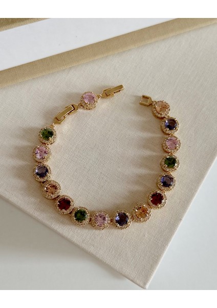 RENKLİ ZİRKON TAŞLI BUBBLE BİLEKLİK