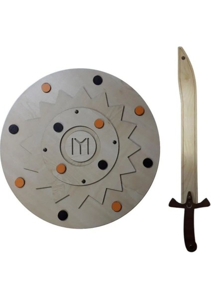 Ahşap Kayı Kalkanı ve Kılıcı Seti, Beyaz, Eğlenceli ve Güvenli Oyun Malzemeleri