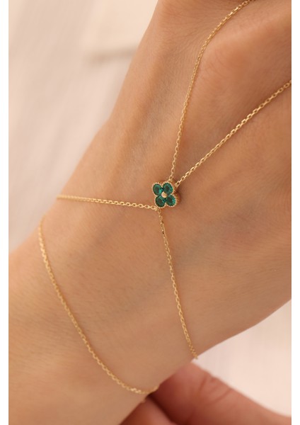 14 Ayar Altın Yeşil Taşlı Yonca Şahmeran fiyatları