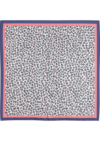 Kadın Gri Leopar Desenli Eşarp – Lacivert Pembe Bordürlü Modern Tasarım fiyatları