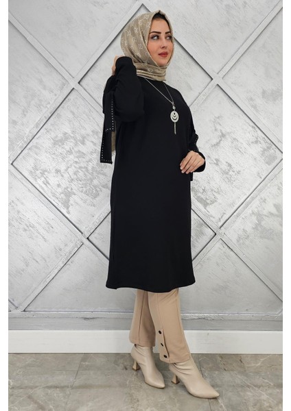 Kadın Taş ve Kolye Detaylı Tesettür Tunik fiyatları