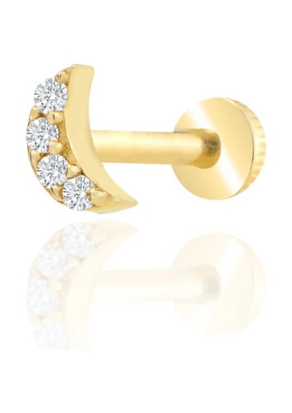 14 Ayar Altın Taşlı Ay Tragus Piercing