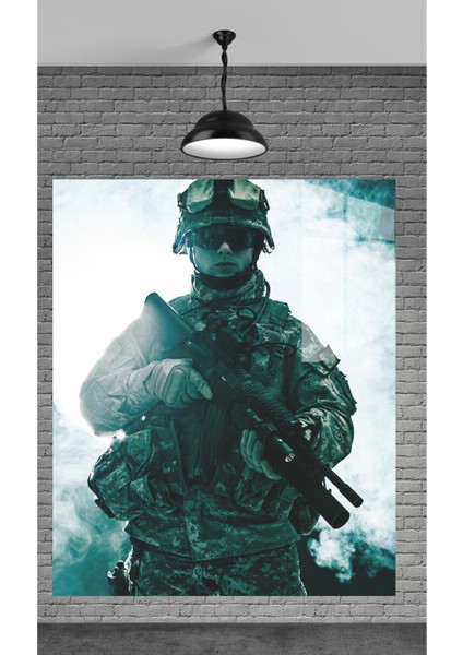 Asker Portesi Temperli Cam Üzerine Tablo Sevgilinize Yılbaşı Hediye