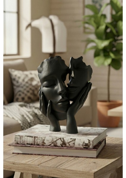 Modern Soyut Yüz Heykeli Biblo (Siyah)– Sanatsal Tasarım Ev ve Ofis Biblosu