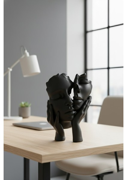 Modern Soyut Yüz Heykeli Biblo (Siyah)– Sanatsal Tasarım Ev ve Ofis Biblosu fiyatları