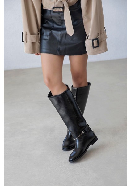 Lena Kadın Aksesuar Detay Deri Çizme Siyah fiyatları