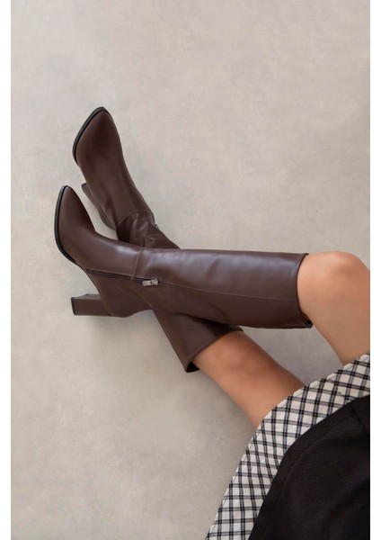 Sawyer Kadın Sivri Burun Deri Çizme Kahve fiyatları