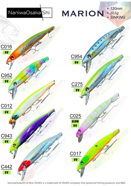 Nanıwaosakashı Marıon 120MM 20,5gr Sınkıng Maket Balık fiyatları