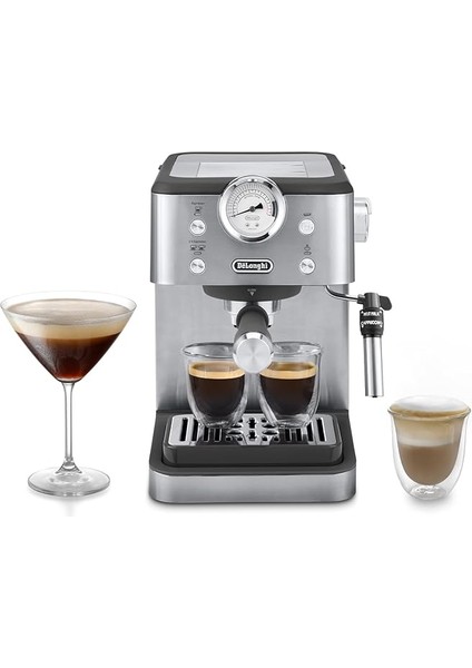 Manuel Kahve Makinesi Stilosa EC260.W, 15 Bar Basınç, Cappuccino Sistemi, Otomatik Kapanma, Ese Pedler ile Uyumlu, 2 Katlı Kap, Kapasite 1l, Beyaz