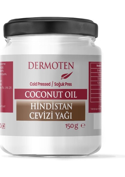 Dermoten Hindistan Cevizi Yağı 150 gr (Soğuk Pres)