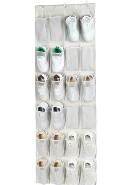 Arkasına Takılabilen 24 Gözlü Kumaş Organizer Düzenleyici, Ev Için Pratik Terlik Eşya Temizlik Malzemesi (1)