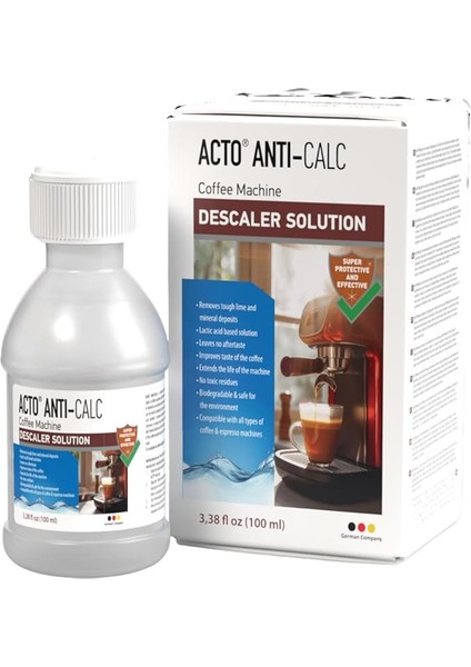 Antı-Calc 100 ml - Espresso Makinesi, Kahve Makinesi Kireç Çözücü, Her Tür Kahve Makinesi ve Su Isıtıcısı Için Sıvı Kireç Çözücü