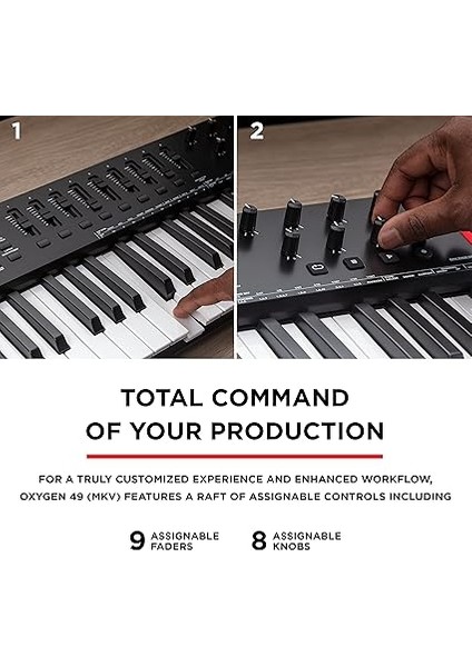 Oxygen 49 (Mkv) – 49 Tuşlu, Beat Pad, Aklıllı Akor, Akıllı Scale ve Arperggiator Özellikli Zengin Yazılım Paketli ile Gelen Mıdı Kontrolcü fırsatları