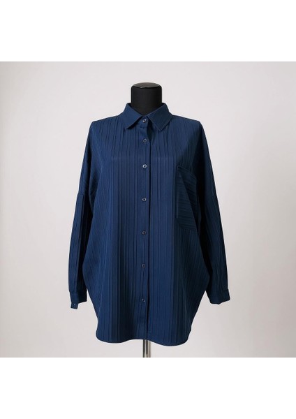 Oversize Lacivert Gömlek