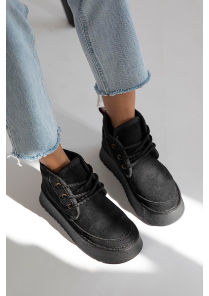 Ansel Kadın Içi Tüylü Kalın Taban Süet Bot Siyah fiyatları