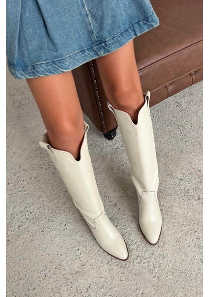 Nemy Kadın Sivri Burun Hakiki Deri Çizme Bej fırsatları