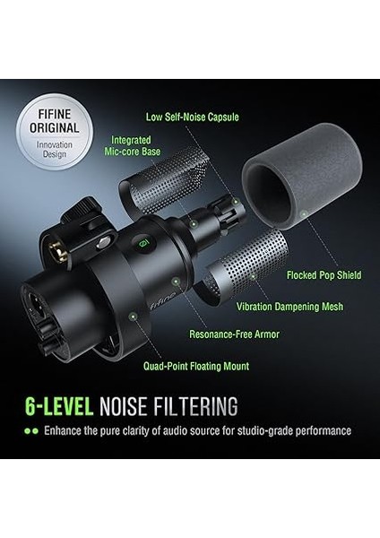 Boom Kol Paketi ile Dinamik Mikrofon, Xlr/usb Podcast Kayıt Mikrofon Seti, Sessiz Düğmeli, Kulaklık İZLEME-K688CT indirimleri