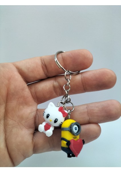 Özel Kalp Kutulu Çift Anahtarlık – Sevimli Karakter Seçenekleri | Hediye Seti fiyatları