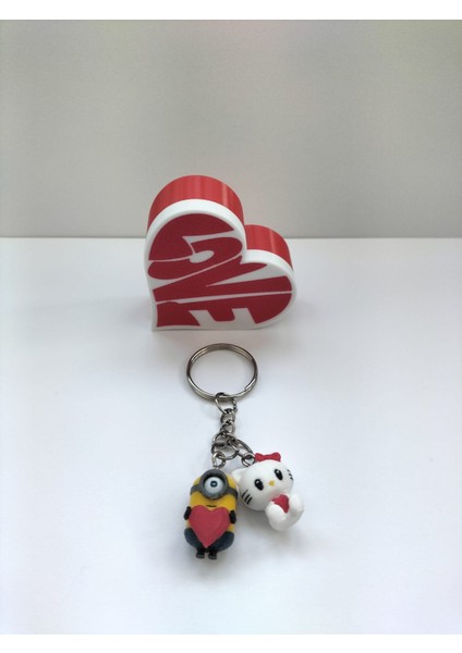 Özel Kalp Kutulu Çift Anahtarlık – Sevimli Karakter Seçenekleri | Hediye Seti