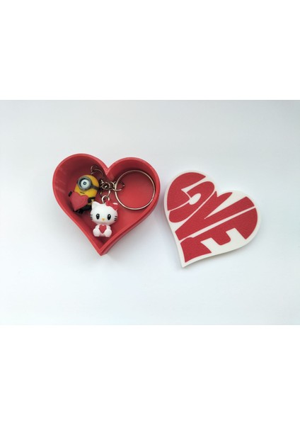 Özel Kalp Kutulu Çift Anahtarlık – Sevimli Karakter Seçenekleri | Hediye Seti