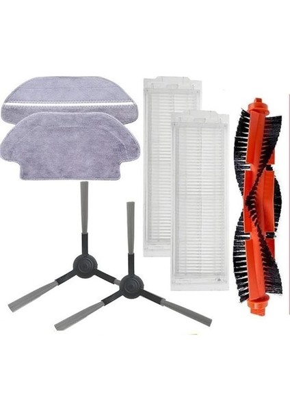 Siyah Mi Robot Vacuum Mop Pro (Model Numarası STYTJ02YM Uyumlu) Vacuum Mop P 7 Li Hepa Filtre,fırça Yenileme Seti