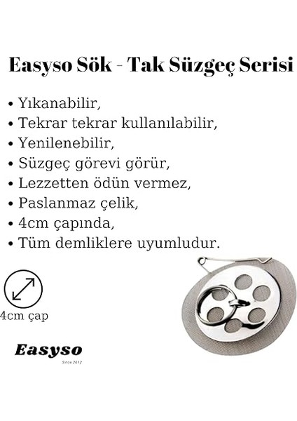 Paket Demlik Süzgeci Çay Süzeği Demlik Içi Sök-Tak Desire Plus Set Uyumlu Süzgeç 2023 EASYSO1032 fiyatları